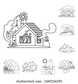 Vector illustration of natural and disaster icon. Set of natural and risk stock vector illustration.