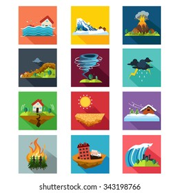 A vector illustration of natural disaster icon sets