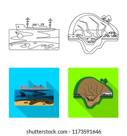 Vector illustration of natural and disaster logo. Set of natural and risk stock vector illustration.