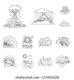 Vector illustration of natural and disaster logo. Collection of natural and risk stock symbol for web.