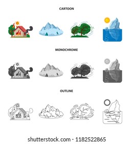 Vector illustration of natural and disaster logo. Collection of natural and risk stock vector illustration.