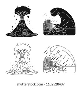Vector illustration of natural and disaster logo. Set of natural and risk stock symbol for web.