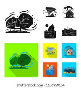 Vector illustration of natural and disaster logo. Collection of natural and risk vector icon for stock.