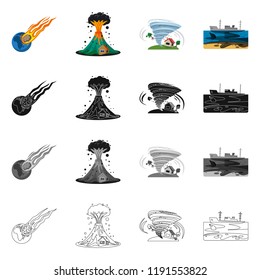 Vector illustration of natural and disaster logo. Set of natural and risk vector icon for stock.