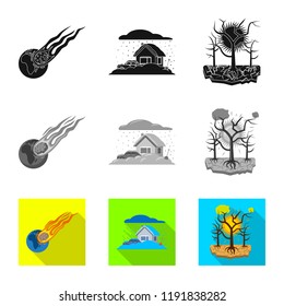 Vector illustration of natural and disaster logo. Set of natural and risk vector icon for stock.