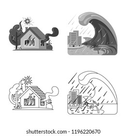 Vector illustration of natural and disaster logo. Collection of natural and risk vector icon for stock.
