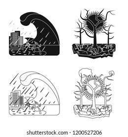 Vector illustration of natural and disaster logo. Set of natural and risk vector icon for stock.