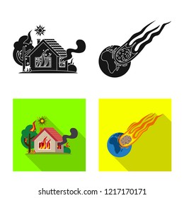 Vector illustration of natural and disaster logo. Set of natural and risk stock vector illustration.