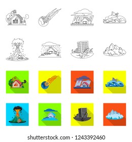 Vector illustration of natural and disaster logo. Set of natural and risk vector icon for stock.