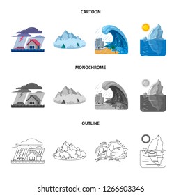Vector illustration of natural and disaster logo. Collection of natural and risk stock vector illustration.
