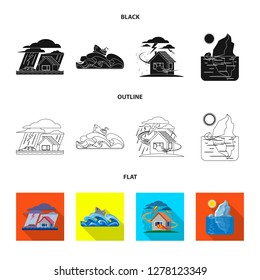 Vector illustration of natural and disaster logo. Collection of natural and risk stock symbol for web.