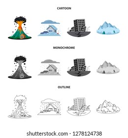 Vector illustration of natural and disaster logo. Set of natural and risk vector icon for stock.