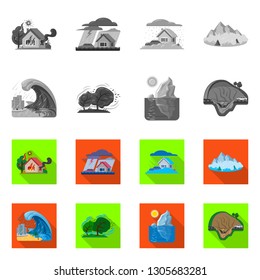Vector illustration of natural and disaster logo. Collection of natural and risk vector icon for stock.
