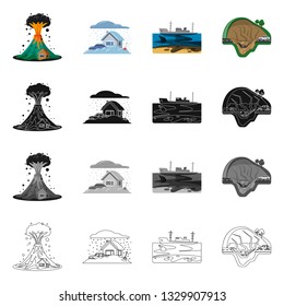 Vector illustration of natural and disaster logo. Set of natural and risk vector icon for stock.