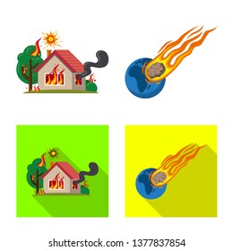 Vector illustration of natural and disaster logo. Set of natural and risk stock vector illustration.