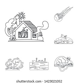 Vector illustration of natural and disaster logo. Set of natural and risk stock vector illustration.
