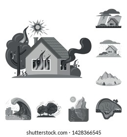 Vector illustration of natural and disaster logo. Set of natural and risk vector icon for stock.