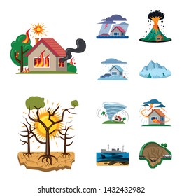 Vector illustration of natural and disaster logo. Collection of natural and risk stock vector illustration.