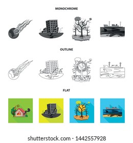 Vector illustration of natural and disaster logo. Collection of natural and risk stock symbol for web.