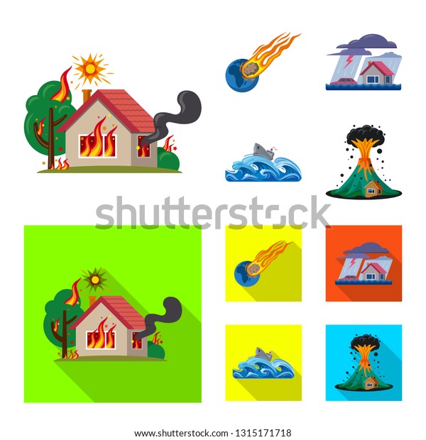 Vector illustration of natural\
and disaster logo. Set of natural and risk stock vector\
illustration.