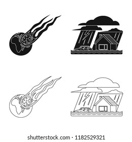 Vector illustration of natural and disaster sign. Collection of natural and risk stock vector illustration.