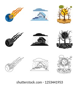 Vector illustration of natural and disaster sign. Collection of natural and risk stock symbol for web.