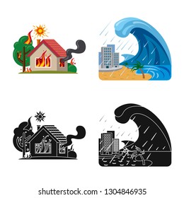 Vector illustration of natural and disaster sign. Set of natural and risk stock symbol for web.