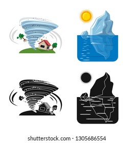 Vector illustration of natural and disaster sign. Collection of natural and risk stock symbol for web.