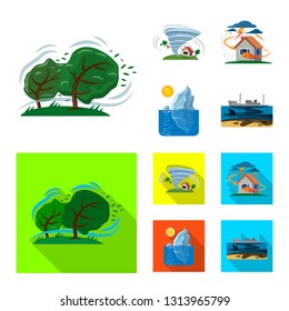 Vector illustration of natural and disaster sign. Collection of natural and risk stock vector illustration.
