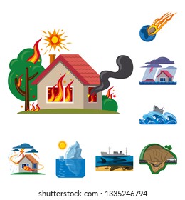 Vector illustration of natural and disaster sign. Collection of natural and risk stock symbol for web.