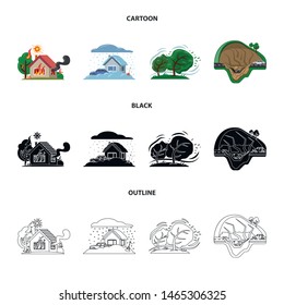 Vector illustration of natural and disaster sign. Collection of natural and risk vector icon for stock.