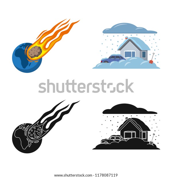 Vector illustration of natural and\
disaster sign. Set of natural and risk stock symbol for\
web.