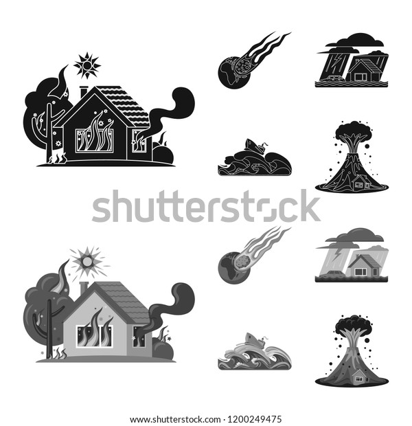 Vector illustration\
of natural and disaster sign. Collection of natural and risk stock\
vector illustration.