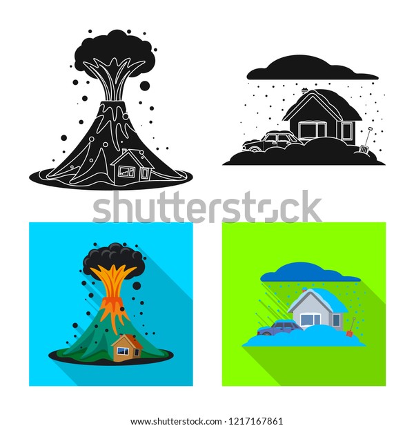 Vector illustration\
of natural and disaster sign. Collection of natural and risk stock\
vector illustration.