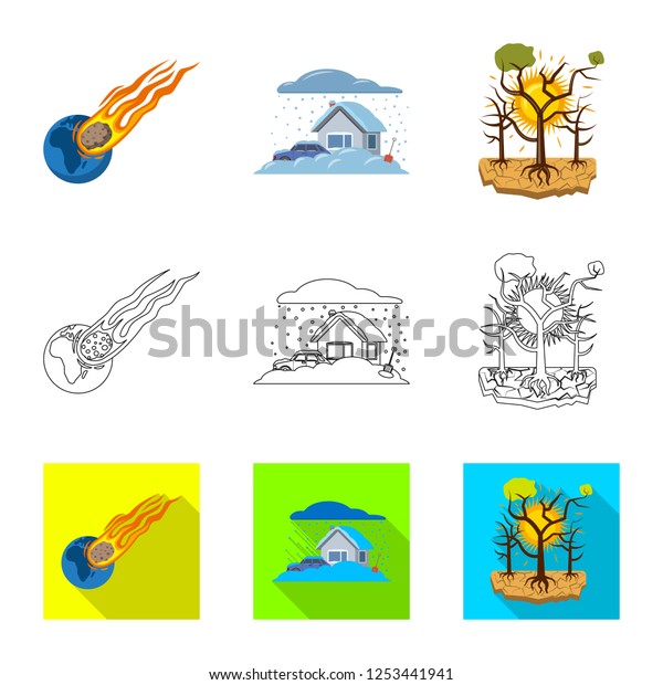 Vector illustration of natural and\
disaster sign. Set of natural and risk vector icon for\
stock.