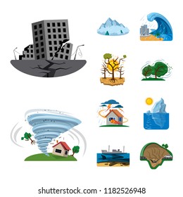 Vector illustration of natural and disaster symbol. Collection of natural and risk stock symbol for web.