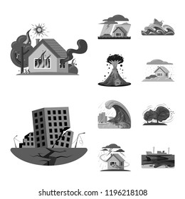 Vector illustration of natural and disaster symbol. Collection of natural and risk stock vector illustration.