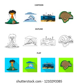 Vector illustration of natural and disaster symbol. Set of natural and risk stock vector illustration.