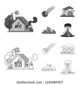 Vector illustration of natural and disaster symbol. Collection of natural and risk stock vector illustration.