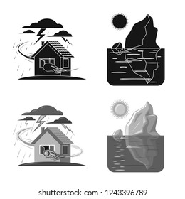 Vector illustration of natural and disaster symbol. Set of natural and risk vector icon for stock.