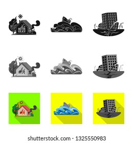 Vector illustration of natural and disaster symbol. Set of natural and risk vector icon for stock.