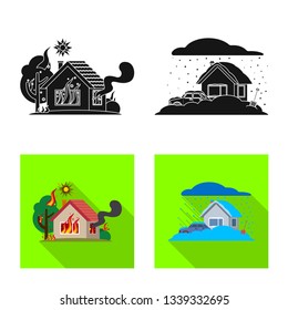 Vector illustration of natural and disaster symbol. Set of natural and risk vector icon for stock.