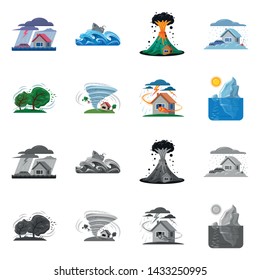 Vector illustration of natural and disaster symbol. Collection of natural and risk vector icon for stock.