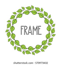 Vector illustration of a natural frame, romantic decoration branches with leaves