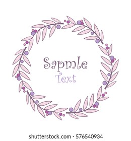 Vector illustration of a natural frame, romantic decoration branches with leaves