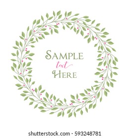 Vector illustration of a natural frame, romantic decoration branches with leaves