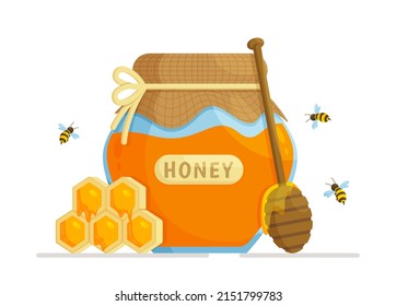 Vector illustration of natural, fresh, healthy honey.