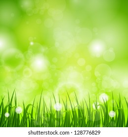 Vector Illustration of a Natural Green Background with Grass