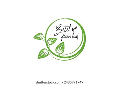 Vector illustration of natural green betel leaf logo design template