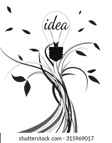 Vector illustration natural growth to idea. black & white concept